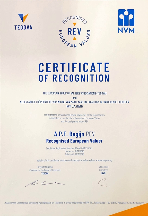 Rev-certificate - Recognised European Valuer 